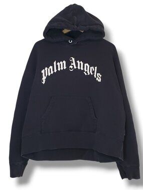 Authentic Palm Angels Spell Out Boxy Hoodie Sweater Black Size M